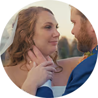 Leah and Benjamin sharing a quiet moment at their Montana wedding, veil catching the light