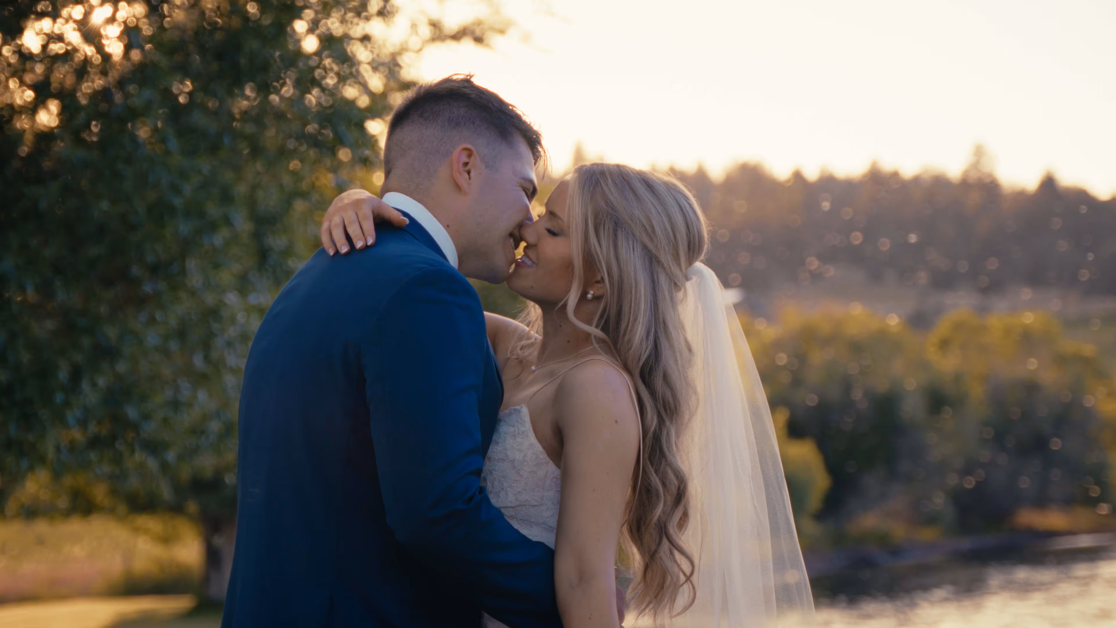 Jacob and Melissa at their lakeside wedding in Polson Montana